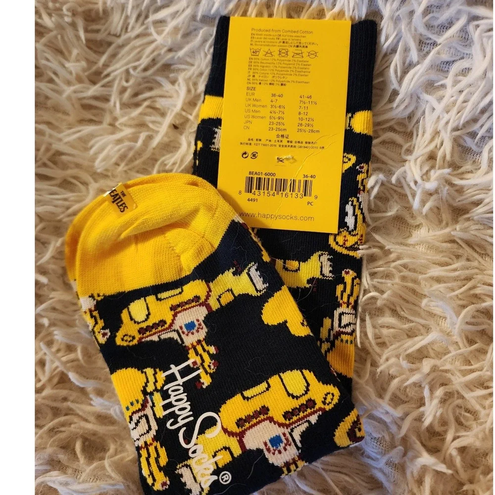 Happy Socks x The Beatles Yellow Submarine Crew Socks NWT Size 36-40‎